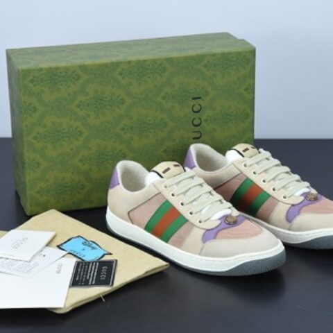 Gucci古驰小脏鞋系列 纯原绿盒 Distressed Screener sneaker 经典原型复古百搭做旧小脏板鞋