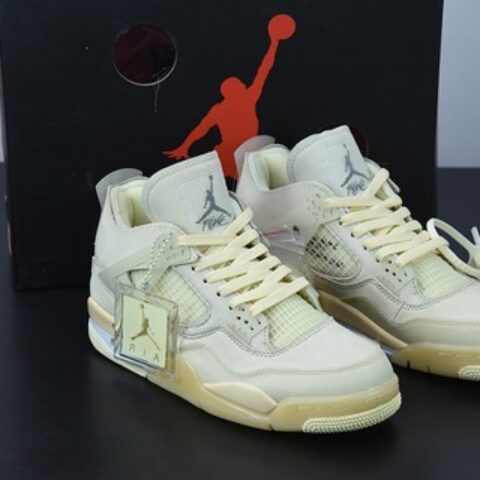 H09N3  Off-white x Air Jordan 4 AJ4乔4 OW联名 AJ4乔4 文化篮球鞋 货号：CV9388-001