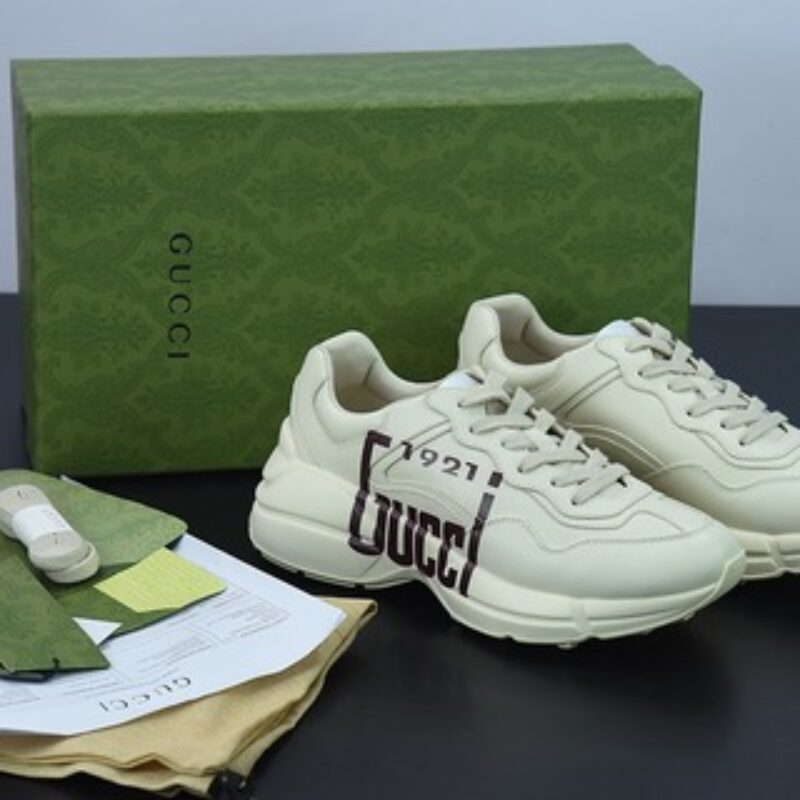Gucci Rhyton Vintage Trainer Sneaker 古驰老爹5D皮革角状复古慢跑鞋