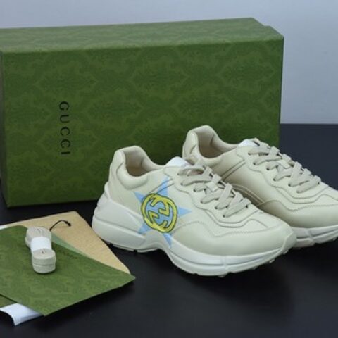 Gucci Rhyton Vintage Trainer Sneaker 古驰老爹5D皮革角状复古慢跑鞋