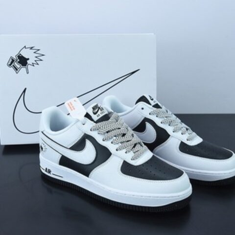 Nike Air Force 1 07 Low"喜茶HEYTEA"空军一号低皮革白黑炸毛喜茶低帮运动跑鞋货号：K08969-756