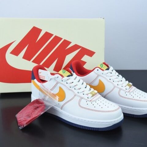 Nk Air Force 1'07 Low“皮革白橙勾 空军一号低帮休闲板鞋 货号：AF1234-010