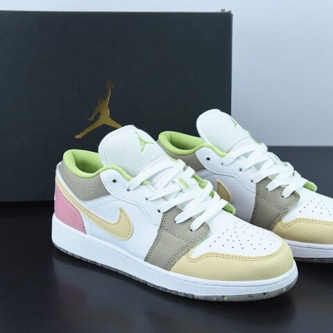 纯原版  Air Jordan 1 Low AJ1白粉棕拼接休闲女子低帮货号：DJ0341-100