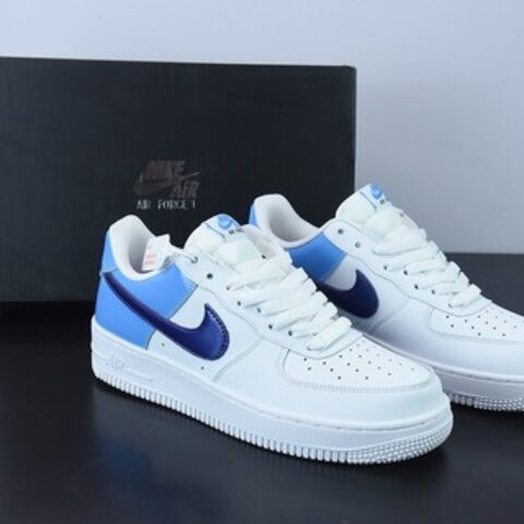 耐克Nike Air Force 1’07 Low"White/University Blue/Purple"空军一号经典 拼接白北卡蓝深紫钩”低帮运动 货号：DJ9942-400