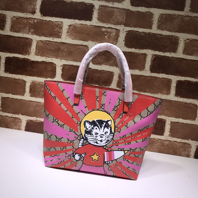 GUCCI古驰太空大猫印花购物袋410812