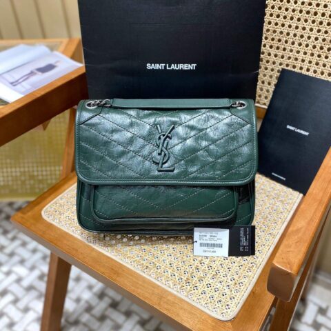 YSL 𝐍𝐢𝐤𝐢 28𝐜𝐦 邮差包 633158祖母绿/银链
