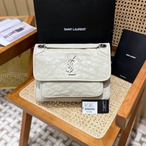 YSL 𝐍𝐢𝐤𝐢 28𝐜𝐦 邮差包 633158奶白色/银链