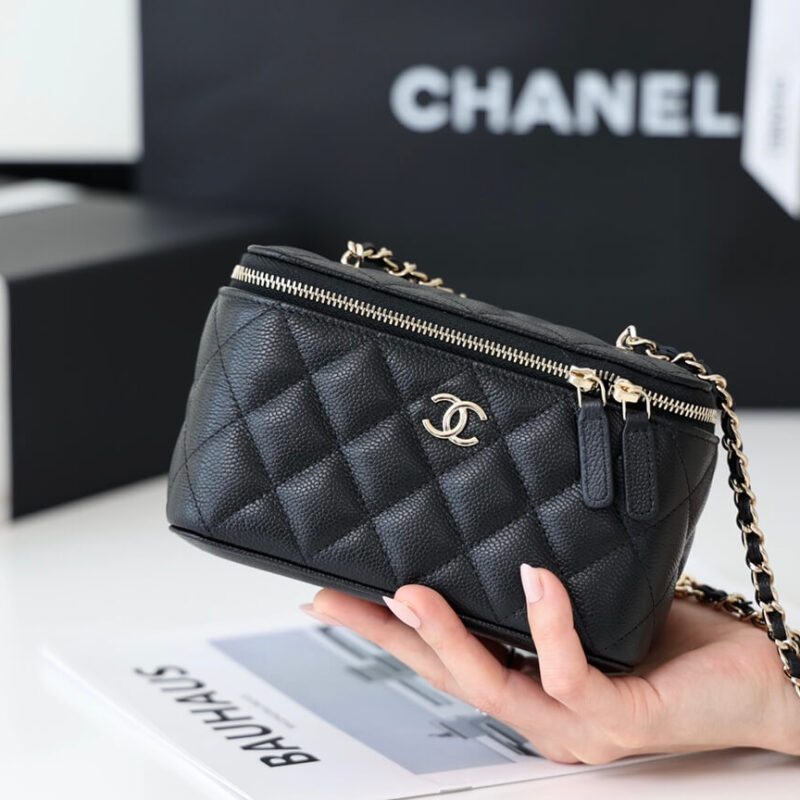 CHANEL 2022cc 春夏系列荔枝皮长盒子 AP2625黑色