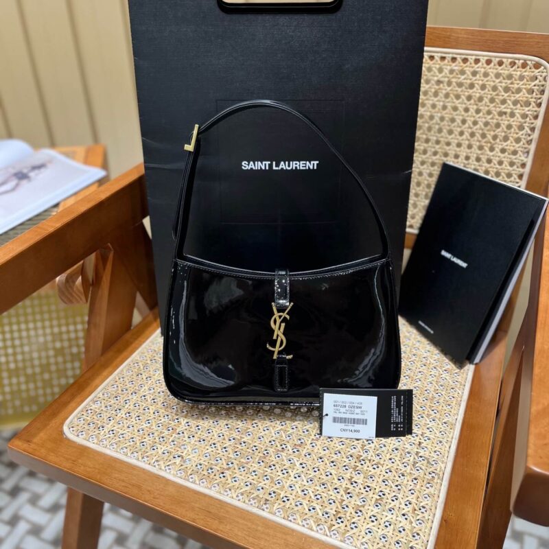 Saint laurent Ysl LE 5 À 7 漆皮腋下包 657228黑色