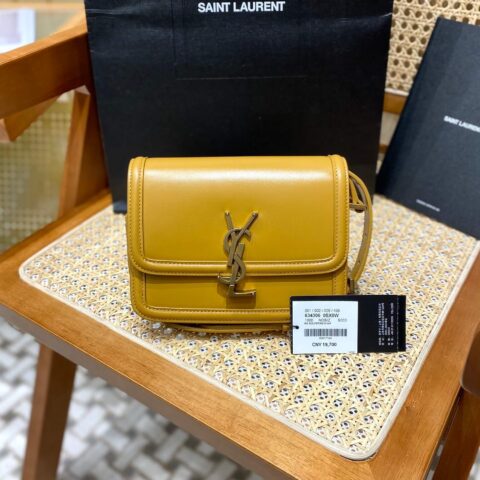 YSL Solferino BOX 19CM BAG 634306牙签纹牛皮黄色/金扣