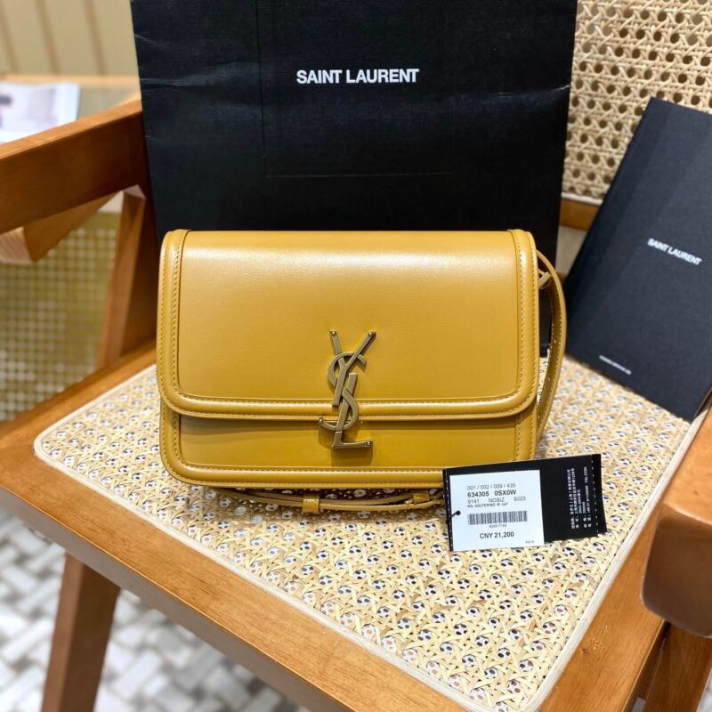 YSL Solferino BOX 23CM BAG 634305牙签纹牛皮黄色/金扣