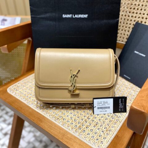 YSL Solferino BOX 23CM BAG 634305牙签纹牛皮深杏色/金扣