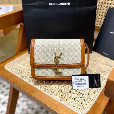 YSL Solferino BOX 19CM BAG 634306帆布/金扣