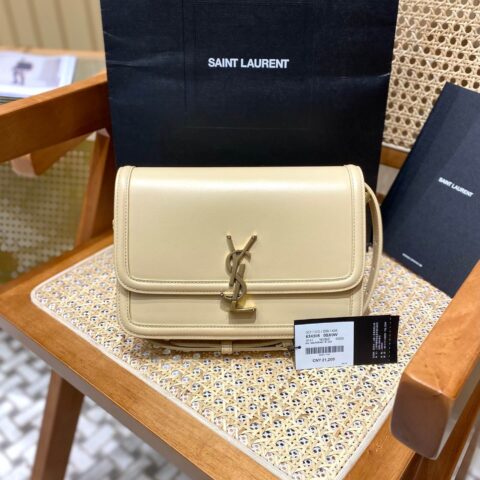 YSL Solferino BOX 23CM BAG 634305牙签纹牛皮杏色/金扣