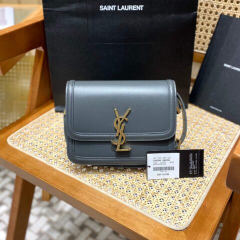 YSL Solferino BOX 19CM BAG 634306牙签纹牛皮石墨灰/金扣