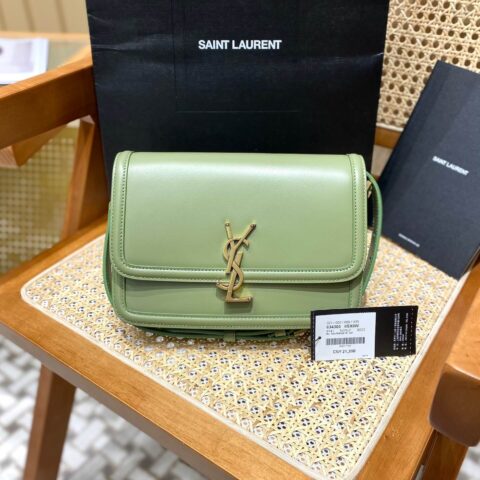 YSL Solferino BOX 23CM BAG 634305牙签纹牛皮牛油果绿/金扣