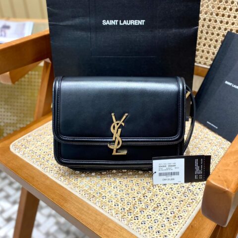YSL Solferino BOX 23CM BAG 634305牙签纹牛皮黑色/金扣