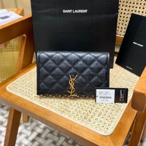 YSL Becky 菱形绗缝小羊皮链条包 585031黑色