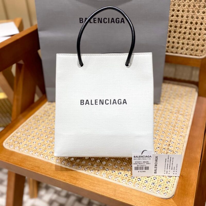 Balenciaga Shopping 20CM Bag 十字纹购物纸袋包 572411白色