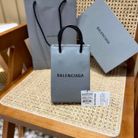 Balenciaga Shopping 12CM Bag 购物纸袋包 593826十字纹石墨灰