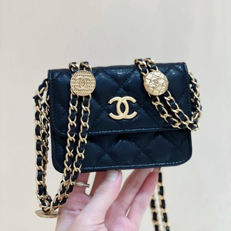 CHANEL 22A高级手工坊系列金币包 AP2857黑色