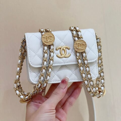 CHANEL 22A高级手工坊系列金币包 AP2857白色
