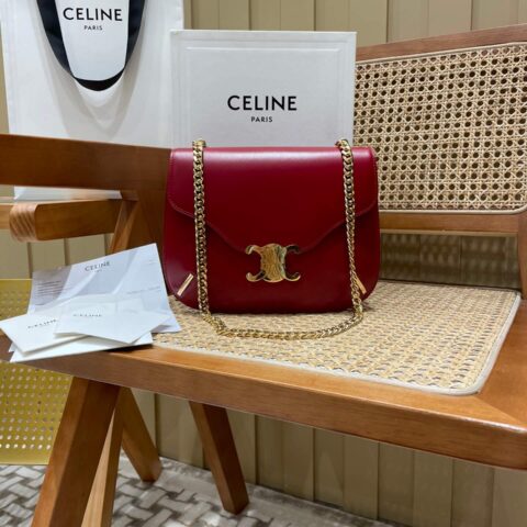CELINE CHAIN BESACE TRIOMPHE 24.5CM BAG 199273深红色