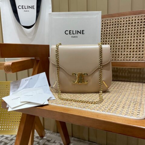 CELINE CHAIN BESACE TRIOMPHE 24.5CM BAG 199273裸色