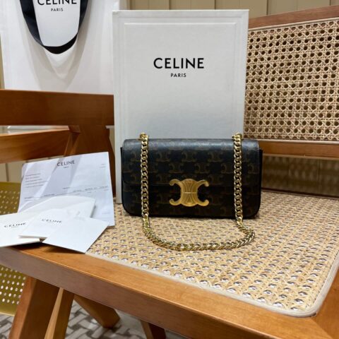 CELINE CHAIN SHOULDER 20.5CM BAG 197993老花/金扣
