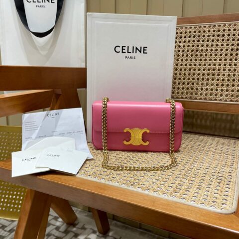 CELINE CHAIN SHOULDER 20.5CM BAG 197993粉红色