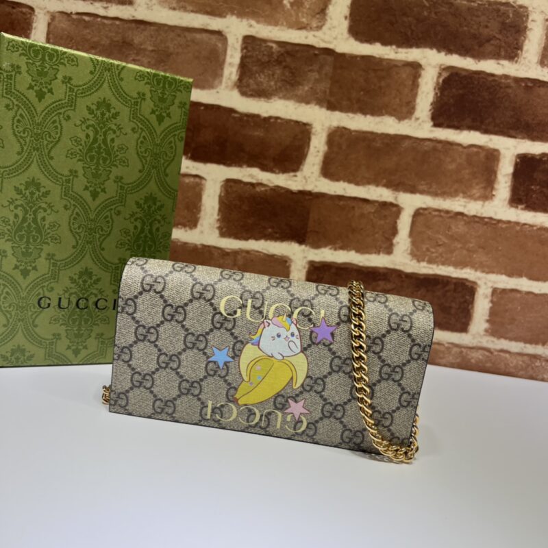 GUCCI古驰啡pvc/香蕉链条包701061