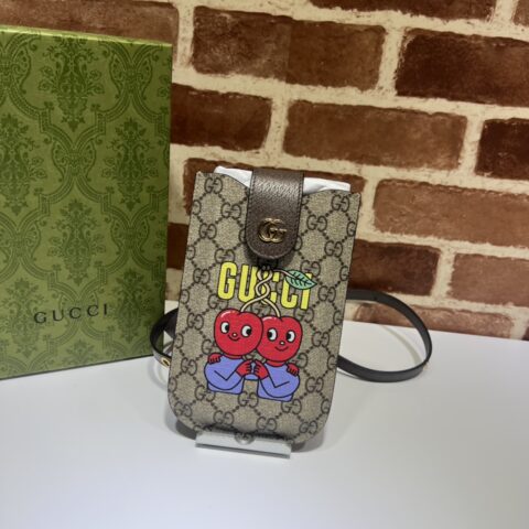 GUCCI古驰啡pvc/樱桃手机包700732