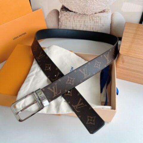 LV/路易威登   老花仔料的针式腰带35mm宽度