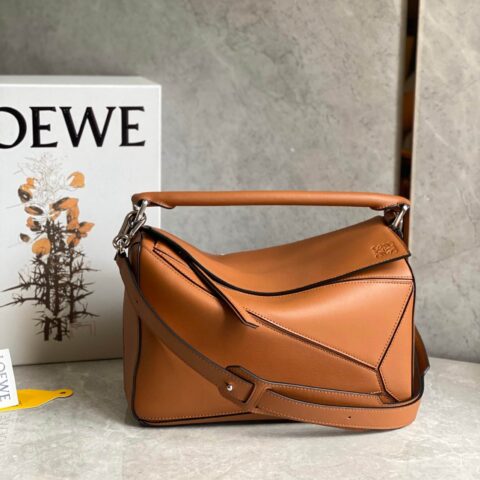 LOEWE Puzzle 30CM bag 中号几何包 0160平纹棕色/银金属