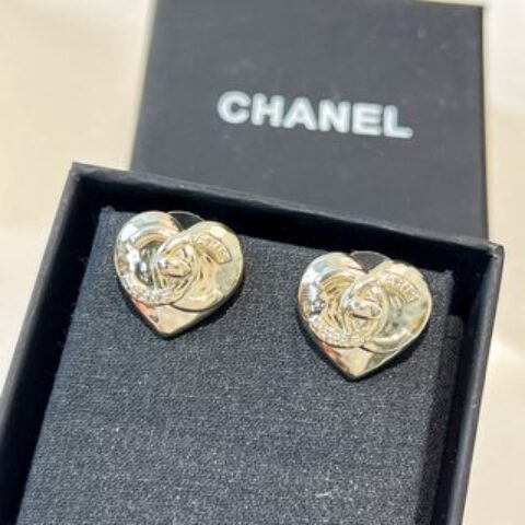 新款☑️CHANEL香奈儿C1金色双c桃心耳钉耳环