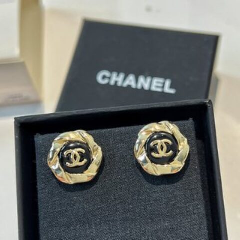 新款☑️CHANEL香奈儿双c 黑色耳钉耳环
