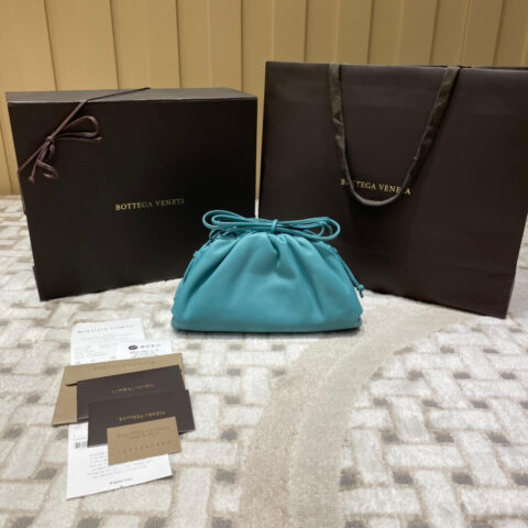 Bottega Veneta 𝙏𝙃𝙀 𝙈𝙄𝙉𝙄 𝙋𝙊𝙐𝘾𝙃 22CM 云朵包 585852油画蓝