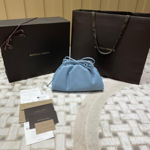 Bottega Veneta 𝙏𝙃𝙀 𝙈𝙄𝙉𝙄 𝙋𝙊𝙐𝘾𝙃 22CM 云朵包 585852冰蓝