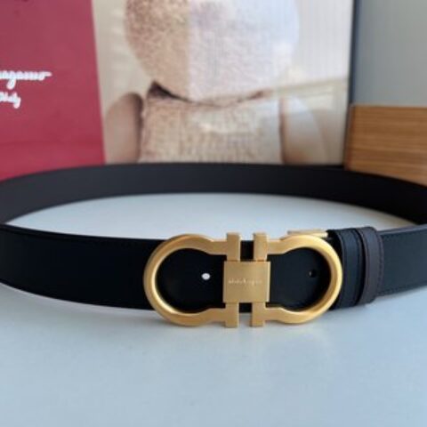 Ferragamo菲拉格慕   精致8字金属夹扣男士3.5cm腰带