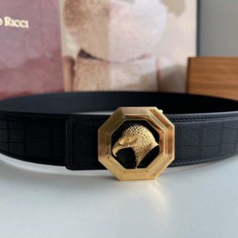 Stefano. Ricci 史蒂芬   精钢材质手工雕刻工艺鹰头男士4.0cm腰带
