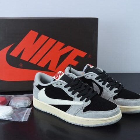 O07M3 DT纯原Travis Scott x Fragment x Air Jordan 1 Low 乔一倒勾低帮货号：DM7866-001