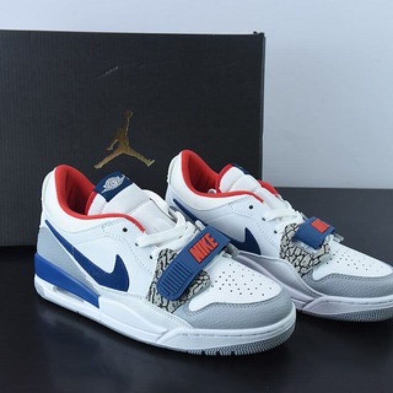 Nk Air Jordan Legacy 312 Low"White/Grey Fog/Blue/Red"乔丹“白雾灰宝蓝红爆裂纹”运动鞋 货号：CD7069-104