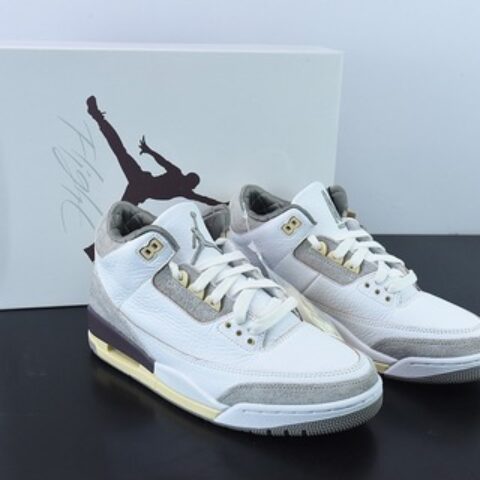 L00H6 纯原 A Ma Maniére x Air Jordan 3 Retro SP"Medium Grey" 米白灰男士运动鞋