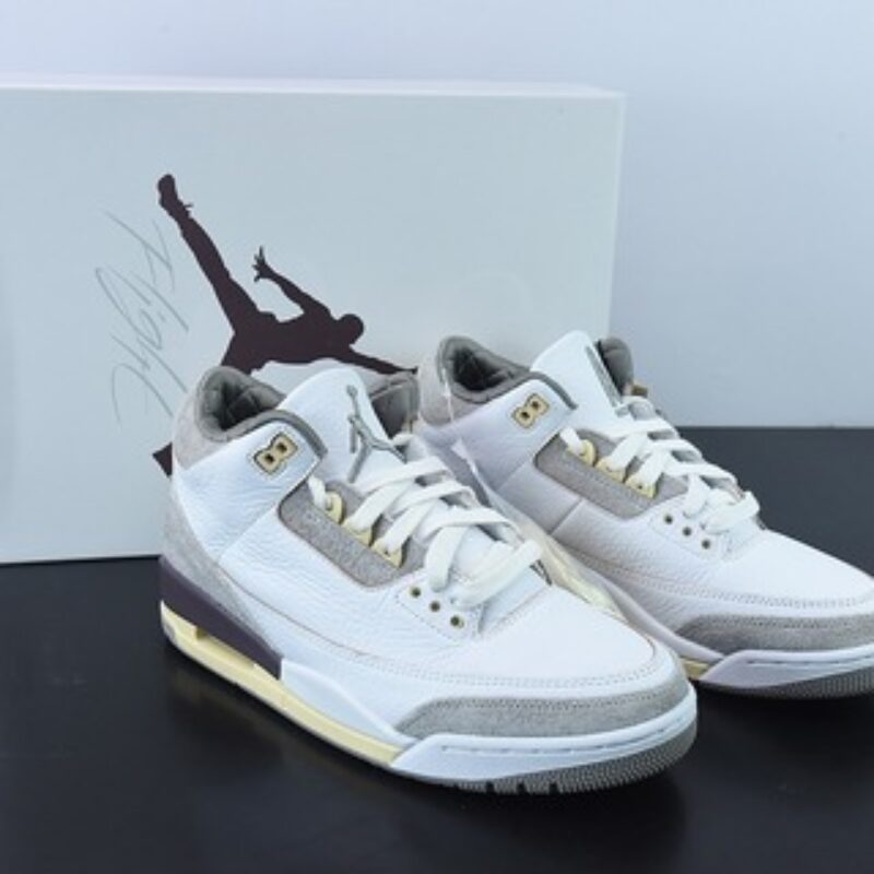 L00H6 纯原 A Ma Maniére x Air Jordan 3 Retro SP"Medium Grey" 米白灰男士运动鞋