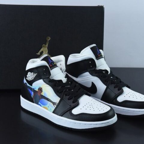 Air Jordan 1 Mid AJ1 乔1裸眼3D黑白 中邦篮球鞋  货号：DR9495-001