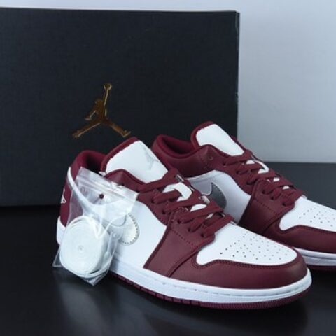 Air Jordan 1 Low “Bordeaux”白酒红银勾低帮休闲板鞋 货号：553558 615
