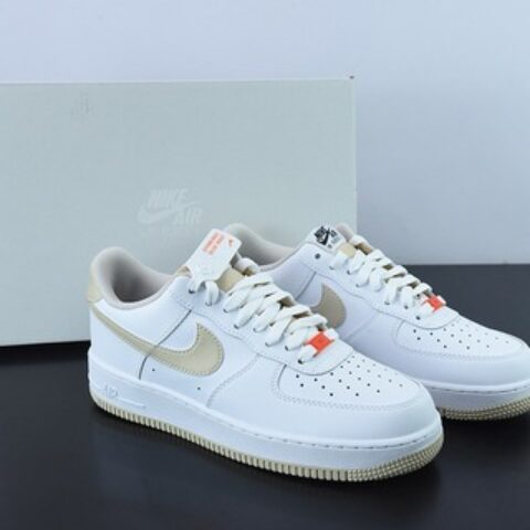NK Air Force 1 Low 空军一号低帮百搭休闲运动板鞋 白卡其 货号：DZ2771-121