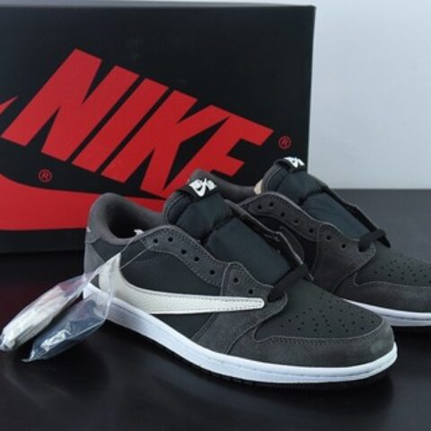 Travis Scott x NK Air Jordan 1 Low AJ1 TS倒钩低帮休闲板鞋 黑灰货号：CQ4277-003