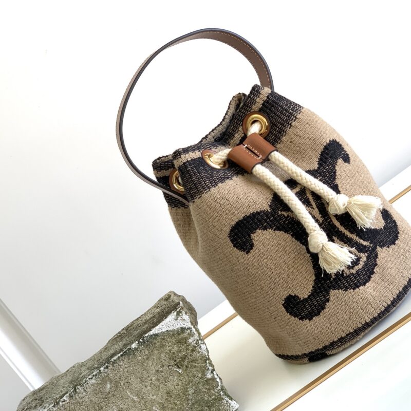 CELINE赛琳TEEN CELINE织物牛皮革抽绳包196532