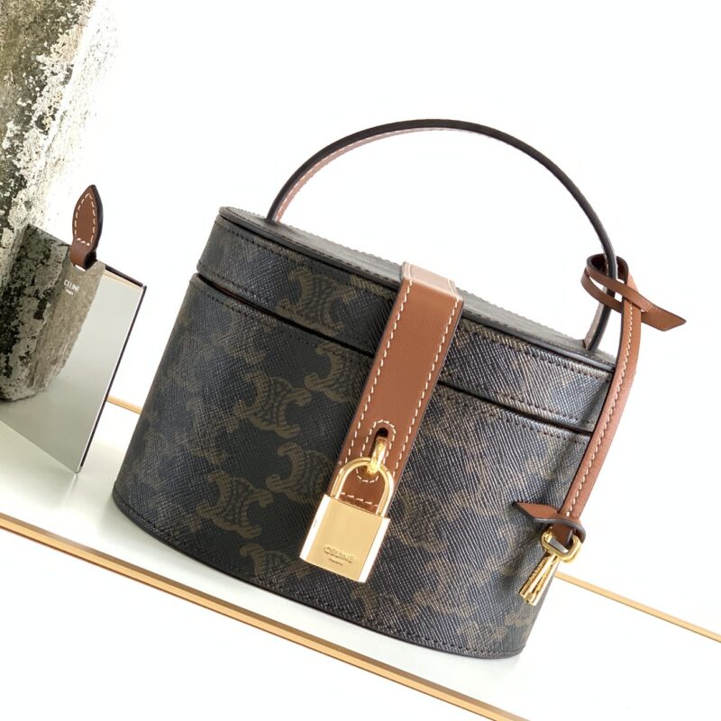 CELINE赛琳复古老花Vanity case手提椭圆立体化妆盒4M0932